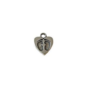 Sterling Silver Baby Feet Heart Charm
